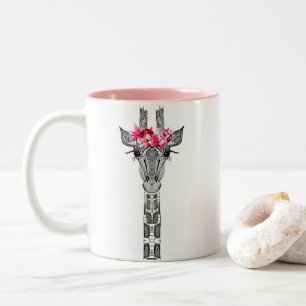 Double sided giraffe mug with flower crown