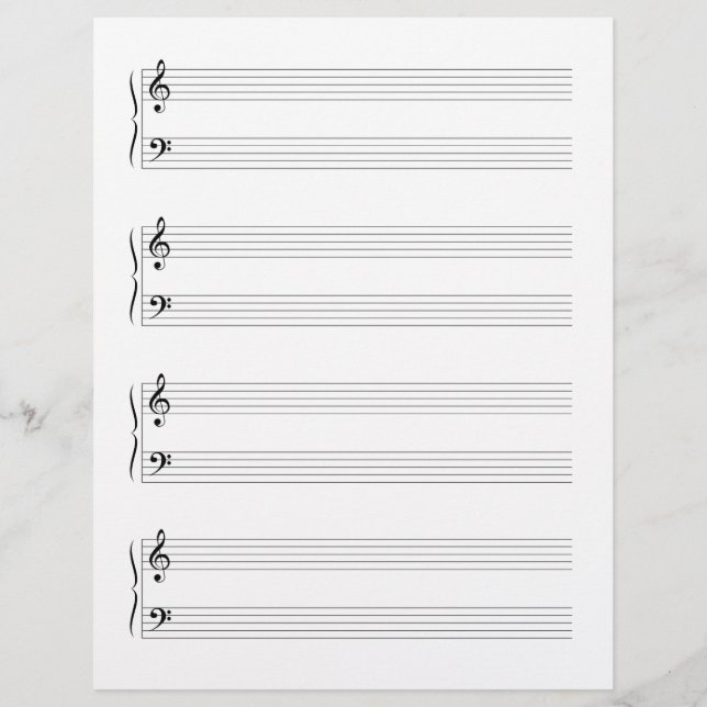 Double-Sided Grand Staffs Music Manuscript Paper Custom Letterhead (Front)