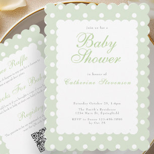 Double Sided Green Dots Baby Shower Invitation