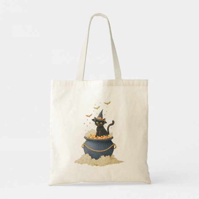 Double-Sided Halloween Tote — Black Cat & Mouse Wi Bag (Back)