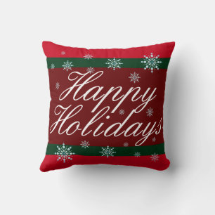 Double Sided Happy Holidays Throw Pillow