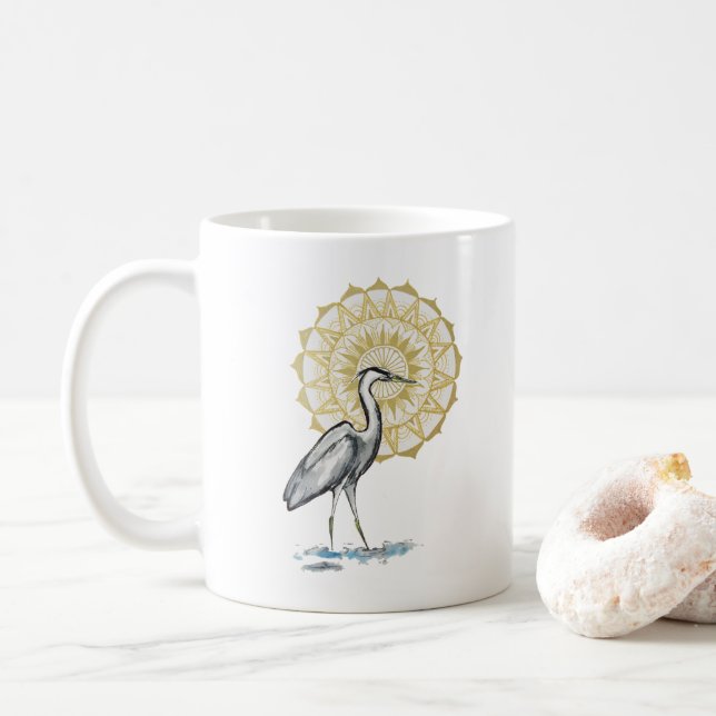 Double-sided Heron Mandala Mug (With Donut)