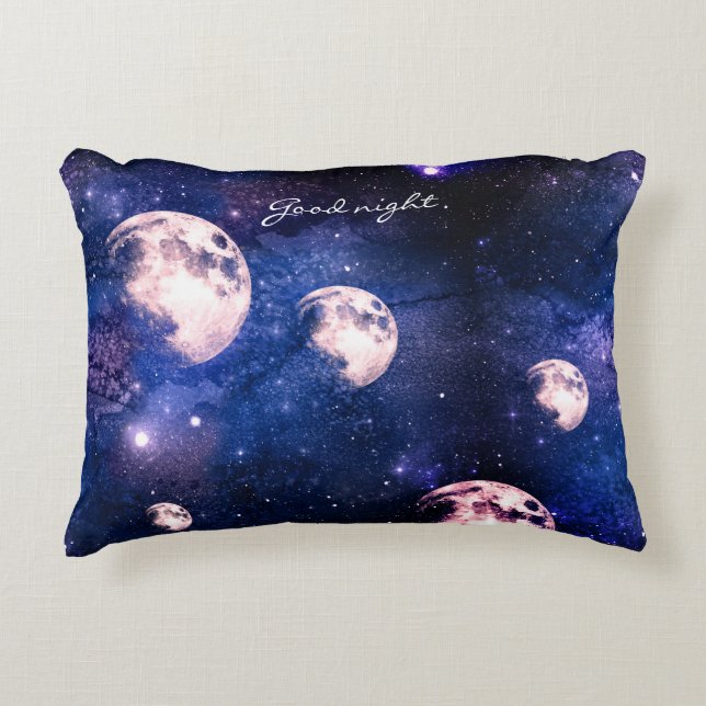 Double-sided Home sky moon Good night custom text Decorative Cushion (Front)