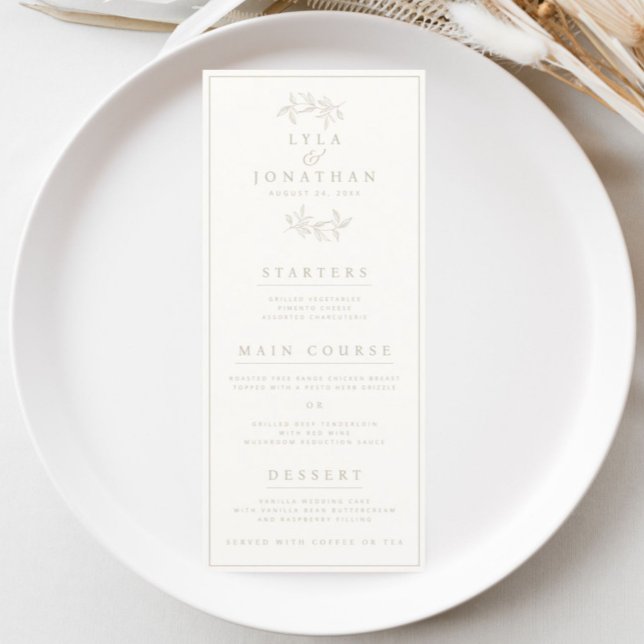 Double-Sided Ivory & Taupe Wedding Bar/Dinner Menu (Creator Uploaded)