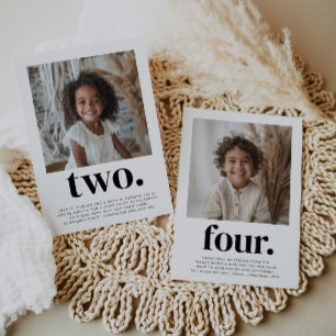 Double Sided Joint Photo Birthday - Boy Girl Invitation