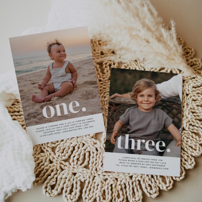 Double Sided Joint Photo Birthday - Boys Invitation (Creator Uploaded)