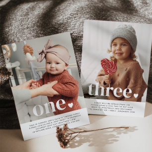 Double Sided Joint Photo Birthday Invite - Heart