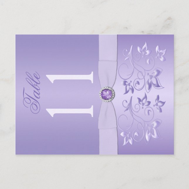 Double-sided Lavender Floral Table Number Postcard (Front)
