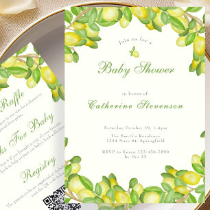 Double Sided Lemon Yellow Baby Shower Invitation