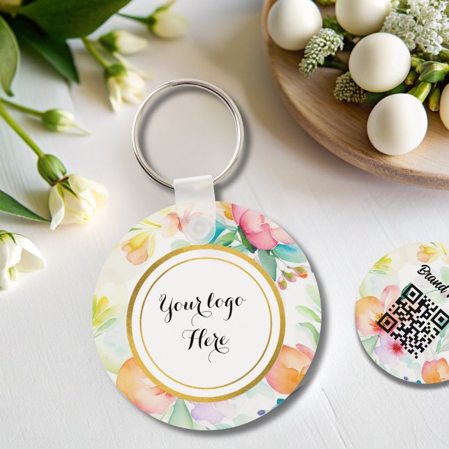 Double sided Logo QR Code floral keychain (Creator Uploaded)