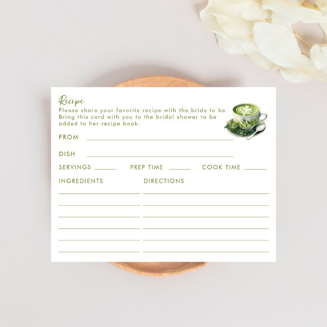 Double Sided Matcha Green Tea Themed Recipe Card (Creator Uploaded)