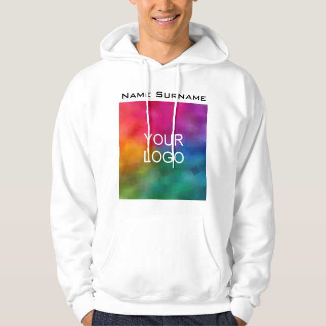 Double Sided Men's White Hoodie Business Logo (Front)