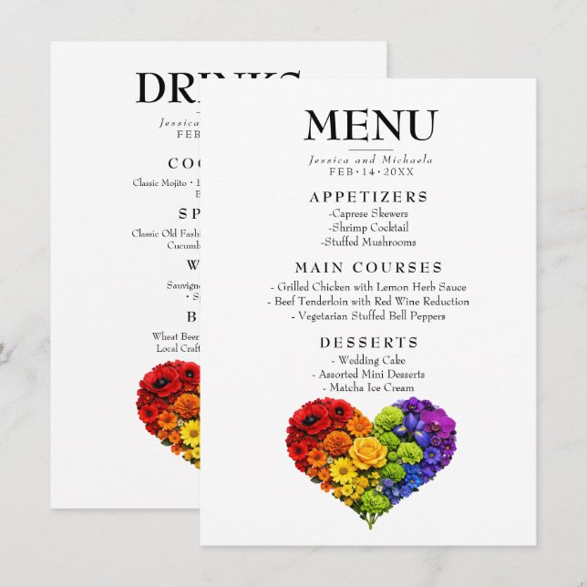Double‑Sided Menu & Drinks Card Flourish Together (Front/Back)