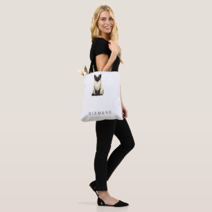 Double-Sided Minimalist Geometric Siamese Cat Tote Bag