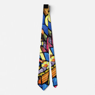 Double Sided Nativity Stained Glass Christmas Tie