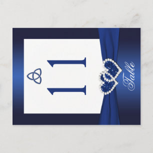 Double-sided Navy Blue and White Table Number Postcard