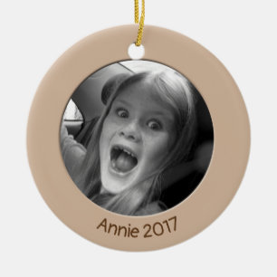 Double Sided Peach 2 x Custom Photo and Text Ceramic Tree Decoration