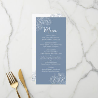 Double-Sided Periwinkle Boho Floral Wedding Drink+ Menu