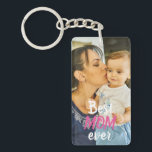 Double sided. Photo. Best MOM ever. Key Ring<br><div class="desc">Create a special and unique,  Mother's Day gift,  by adding a photo of your choice. Double sided so that the photo is always visible. Text reads,  "Best MOM ever."</div>
