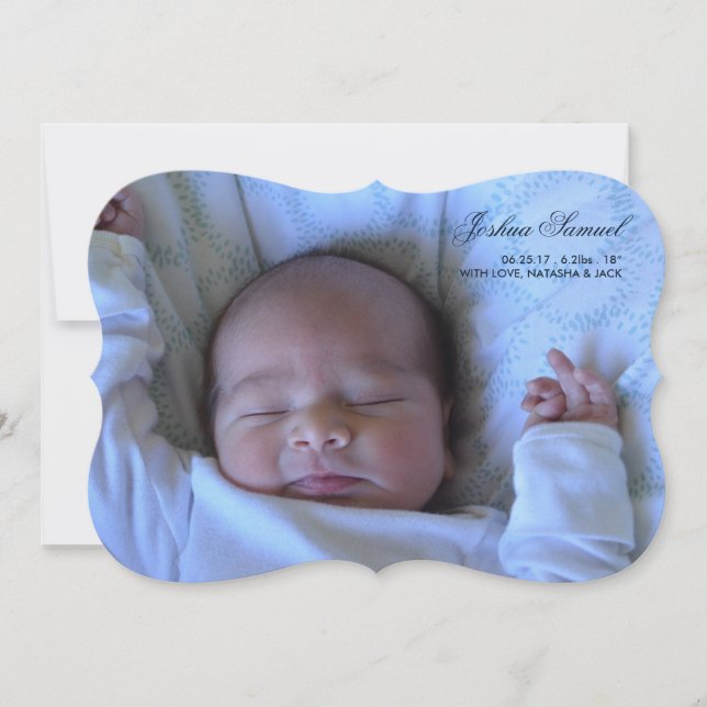 Double Sided Photo Birth Announcement for Boy (Front)