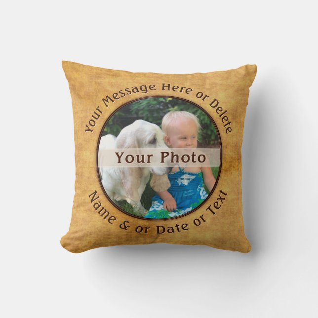 Double Sided PHOTO Cushion, 4 Text Boxes or Delete Cushion (Front)