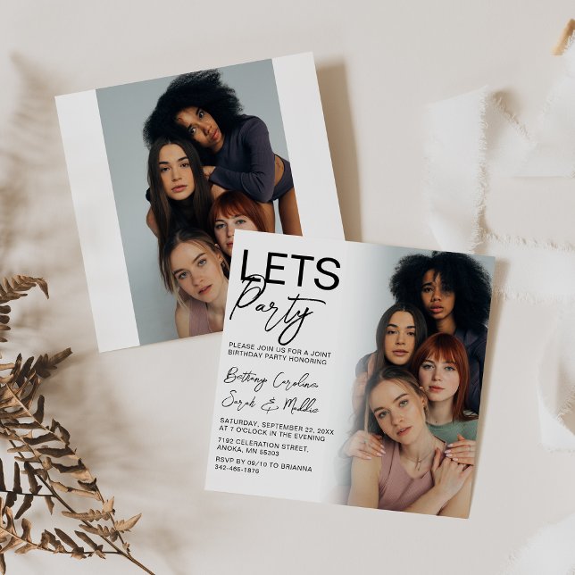 Double Sided Photo Group Birthday Party Invitation (Creator Uploaded)