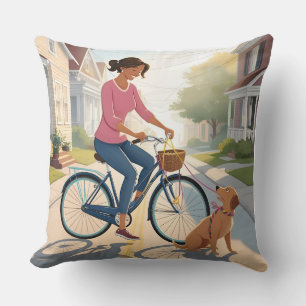 Double-Sided Pillow: Mother & Dog Ride Cushion