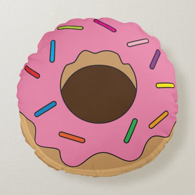 Double sided Pink/Chocolate Doughnut Round Cushion (Front)