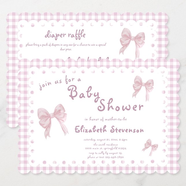 Double Sided Pink Gingham Baby Shower Invitation (Creator Uploaded)