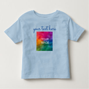 Double Sided Print Add Text Upload Photo Blue Baby Toddler T-Shirt