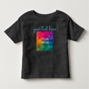Double Sided Print Add Your Text Photo Black Baby Toddler T-Shirt