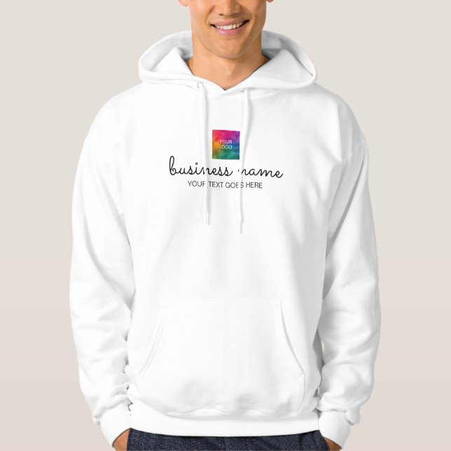 Double Sided Print Company Logo Here Script Mens Hoodie (Front)