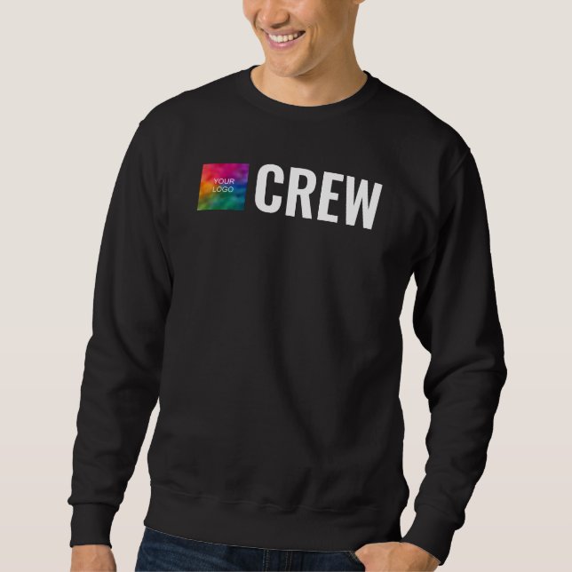 Double Sided Print Mens Staff Crew Black Custom Sweatshirt (Front)