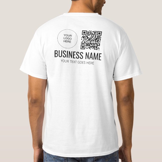 Double Sided Print Staff Member Mens Logo QR Code T-Shirt (Back)
