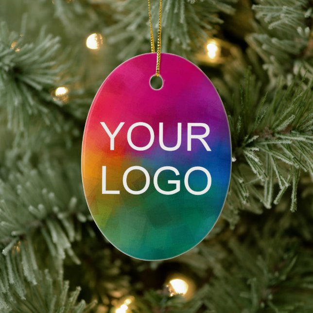 Double Sided Print Your Business Company Logo Oval Ceramic Ornament (Tree)