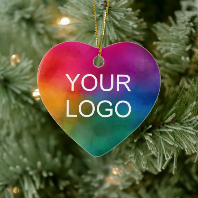 Double Sided Printing Business Logo Heart Ceramic Ornament (Tree)