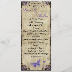 Double Sided Purple Butterfly Wedding Program