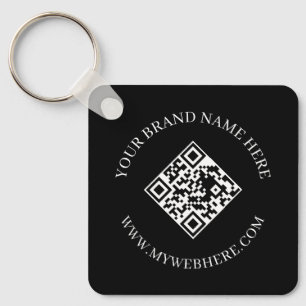 Double Sided QR Code Custom Text Black Keychains