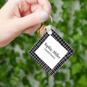 Double Sided QR Code Simple Black And White Key Ri Key Ring