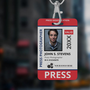 Double Sided Red Blue Photo & Logo Press ID ID Badge