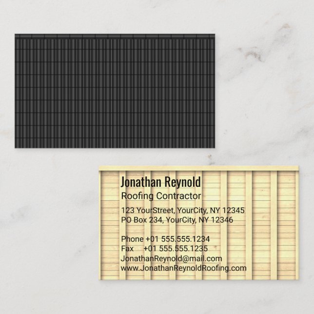 Double-Sided Roofing Construction Black Roof Business Card (Front/Back)