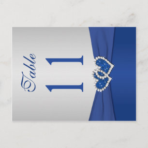 Double-sided Royal Blue and Silver Table Number Postcard