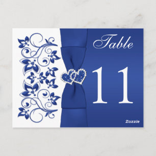 Double-sided Royal Blue and White Table Number 2 Postcard