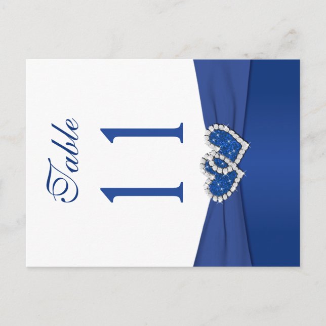 Double-sided Royal Blue and White Table Number Postcard (Front)