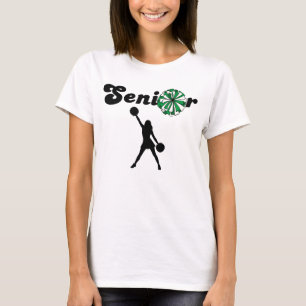 Double Sided Senior Cheerleader Green & White T-Shirt