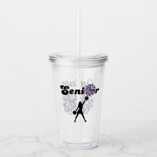 Double Sided Senior Cheerleader Purple & White Acrylic Tumbler