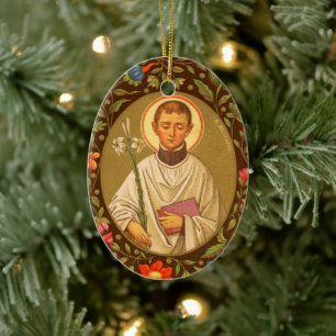 Double-Sided St. Aloysius Gonzaga (PM 01) Ceramic Tree Decoration