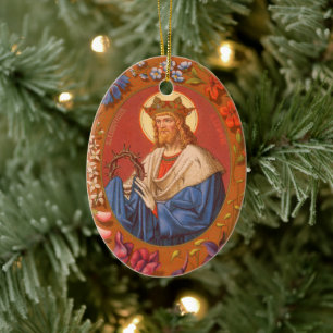 Double-Sided St. Louis IX the King (PM 05) Ceramic Tree Decoration