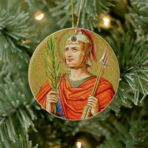 Double-Sided St. Sebastian (SNV 24) Circle Ceramic Ceramic Tree Decoration