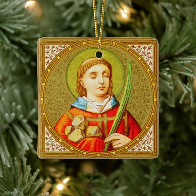 Double-Sided St. Sebastian (SNV 24) Square Ceramic Tree Decoration (Tree)